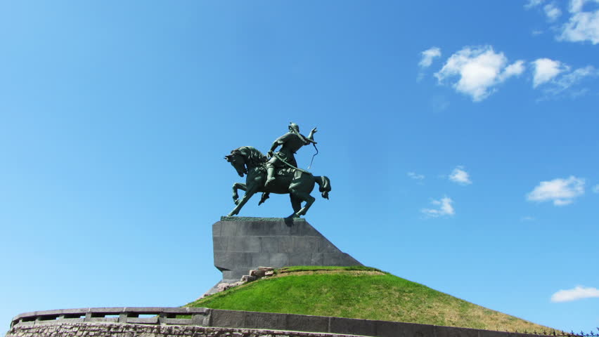 salavat yulaev monument in ufa russia - timelapse