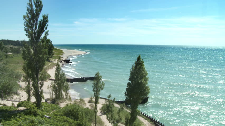 Michigan's north west shoreline on the lower peninsula, Lake Michigan, USA. 
