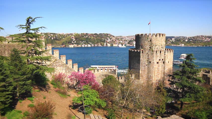 Istanbul Rumeli Hisari. Springtime in Rumelihisari Fortress. Istanbul, Turkey. 
