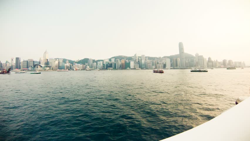 HONG KONG - JULY 12:  Rotating view of Hong Kong Cityscape Victoria Harbour,