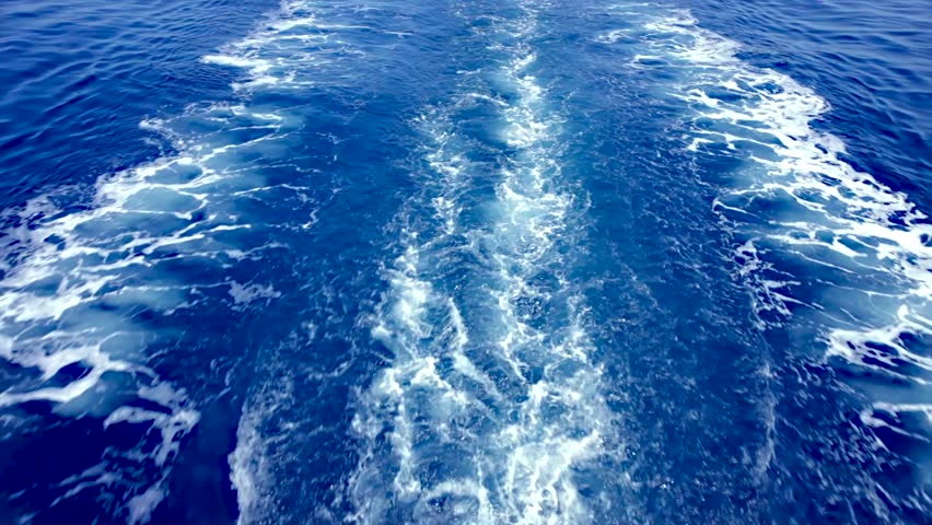 Water wake of cruise liner