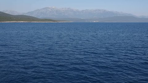 magnificent view to the mountains of Montenegro from moving ship