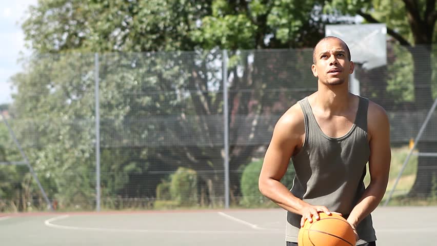 Reveal of Basketball Player Practicing Stock Footage Video (100%