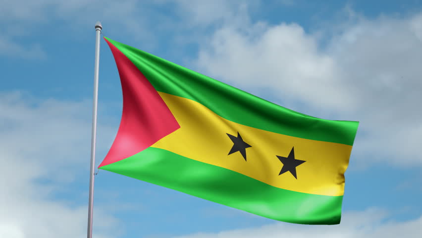 HD 1080p clip with a slow motion waving flag of Sao Tome and Principe. Seamless,