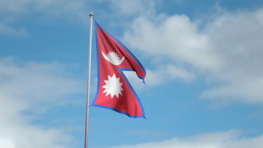 HD 1080p clip with a slow motion waving flag of Nepal. Seamless, 12 seconds long