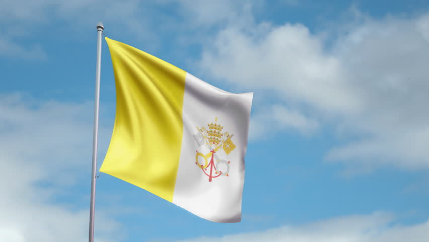 HD 1080p clip with a slow motion waving flag of Vatican. Seamless, 12 seconds
