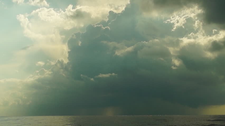 Rain Storm Clouds over open ocean in Florida Keys
