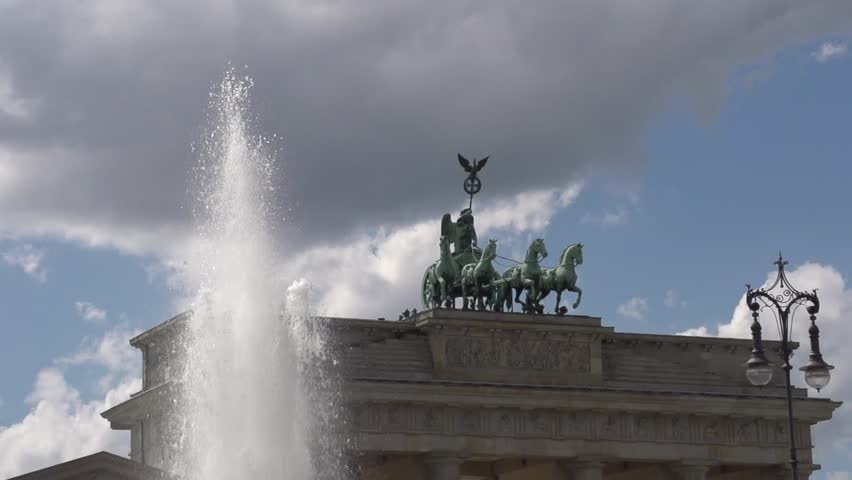 Berlin, June 2013: Brandenburg Gate. Time laps