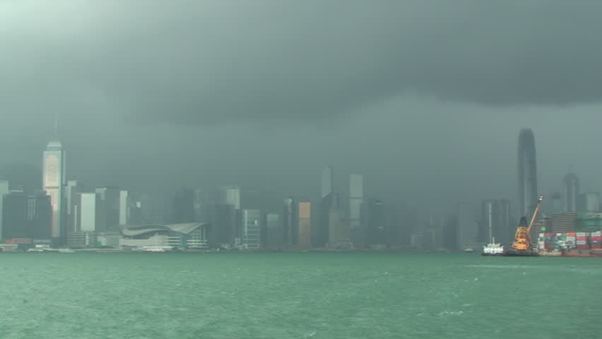 Time lapse rain storm over Hong Kong