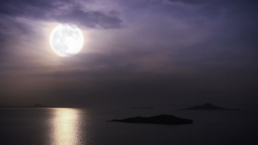 full moon seascape Stock Footage Video (100% Royalty-free) 4390262 ...