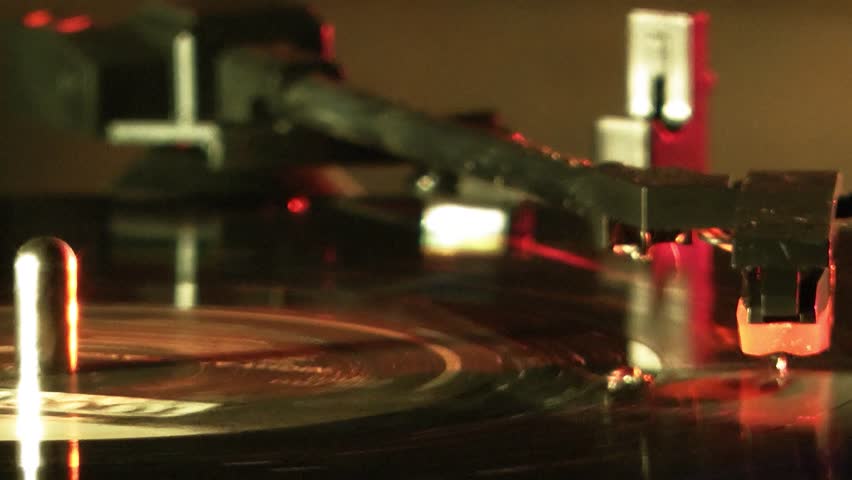 Turntable playing a record