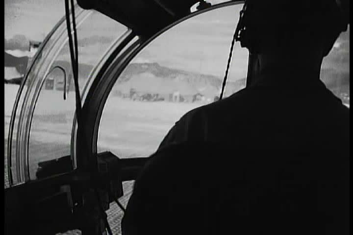 1950s - POV footage from a helicopter flying over Korea during the Korean War.