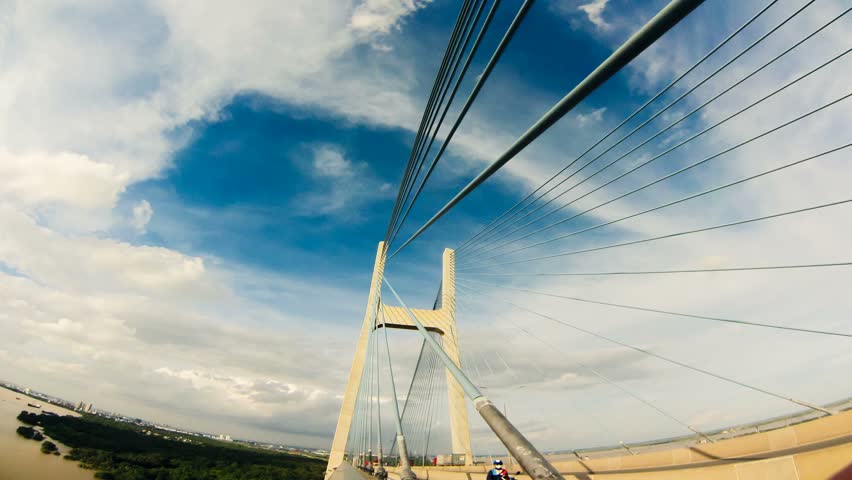 The modern cable-stayed bridge over the Dong Nai River in Saigon (Ho Chi Minh