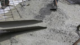 plasterer concrete worker at floor work