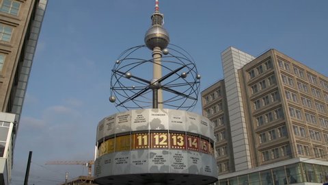 View on TV tower and world clock Berlin