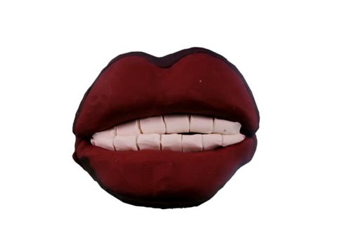 Funny speaking lips made of clay (isolated, including alpha matte). sequence. Stop motion