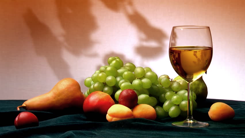 Wine glass and fruits composition. Seamless loop shot. | Shutterstock HD Video #440077