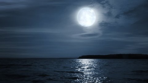 Night  full moon landscape.