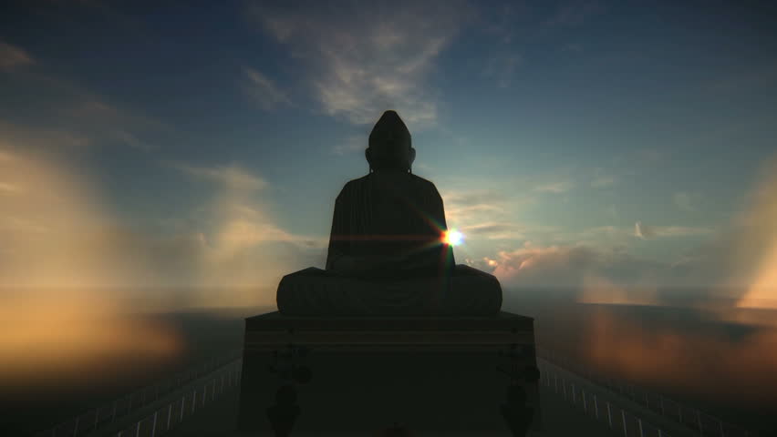 Detailed view of the Buddha Statue silhouette