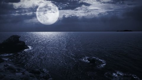 Full moon night seascape/landscape.