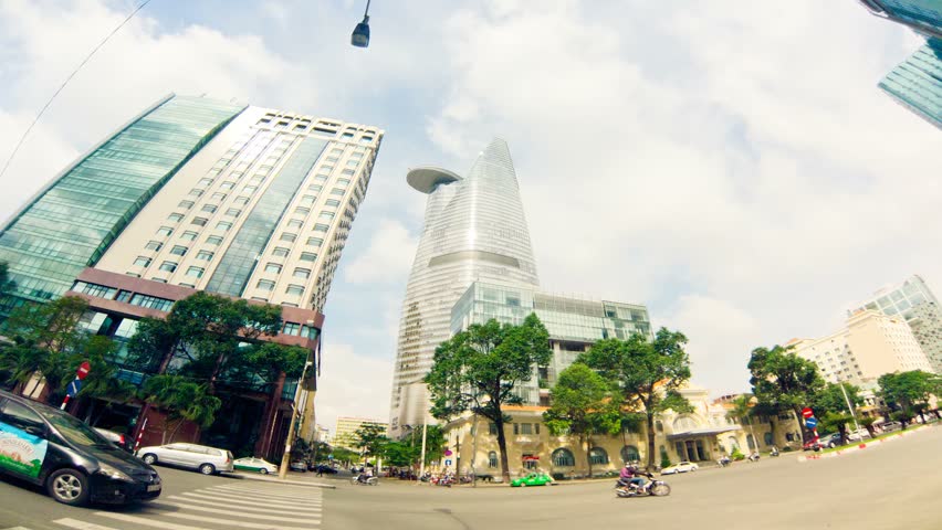 Saigon Central Business District. Timelapse.