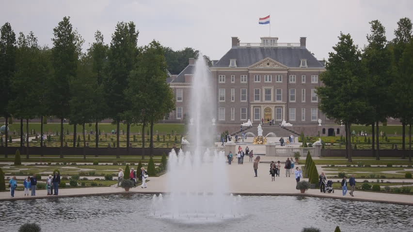 Visitors at Royal Palace Het Loo in Apeldoorn, Netherlands. Once the residence of Queen Wilhelmina, it is now a museum.