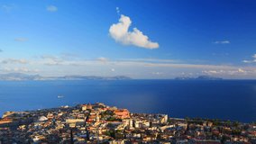 Naples and sea view, time-lapse.