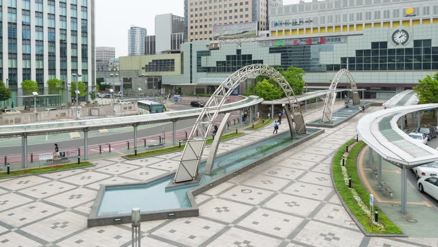 SAPPORO, JAPAN - AUGUST 8 : Time lapse of Sapporo Station North Square on August
