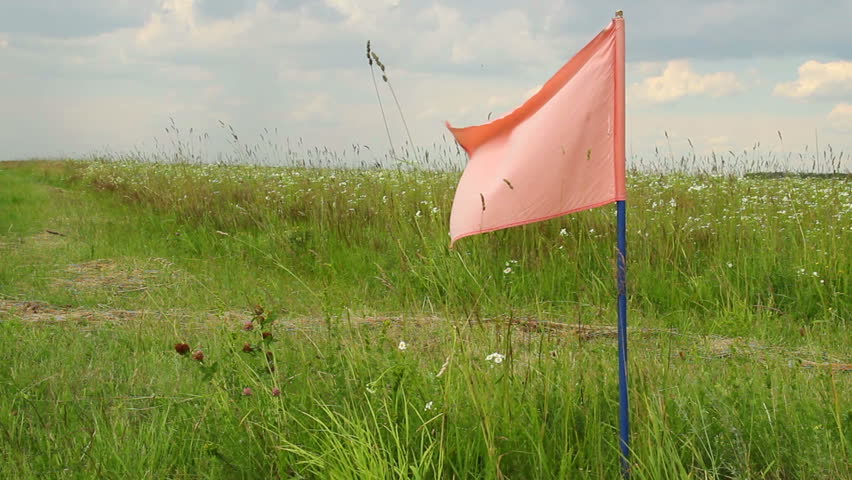 Color flag on field, signal flag for landing field airplanes