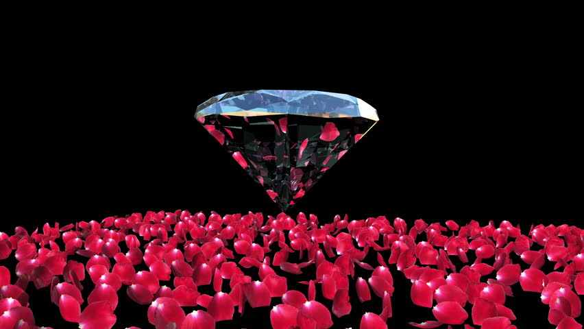 Diamond attracting rose petals, camera rotating, Luma Matte