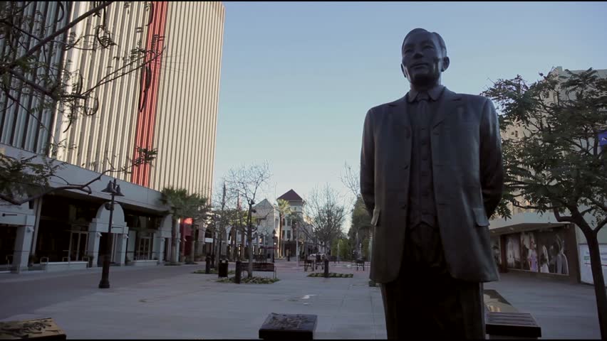 Riverside, California - August, 2011 - Medium shot of the Dosan Ahn Chang-Ho Memorial at Main Street Pedestrian Mall.