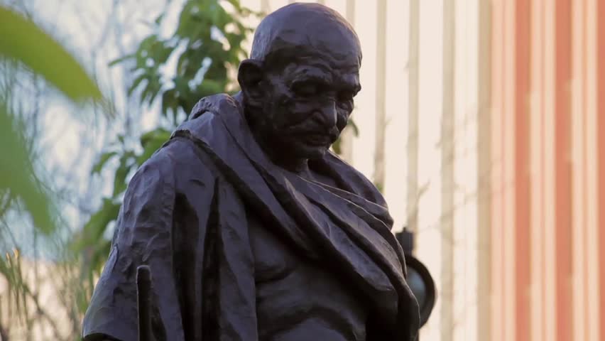 Riverside, California - August, 2011 -  Close up of Gandhi Statue at Main Street Pedestrian Mall.