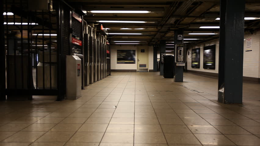 Time Lapse of commuters passing the ticket gate in New York City subway station