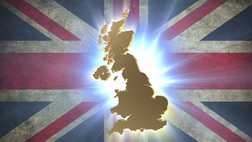 United Kingdom UK map with British flag on background
