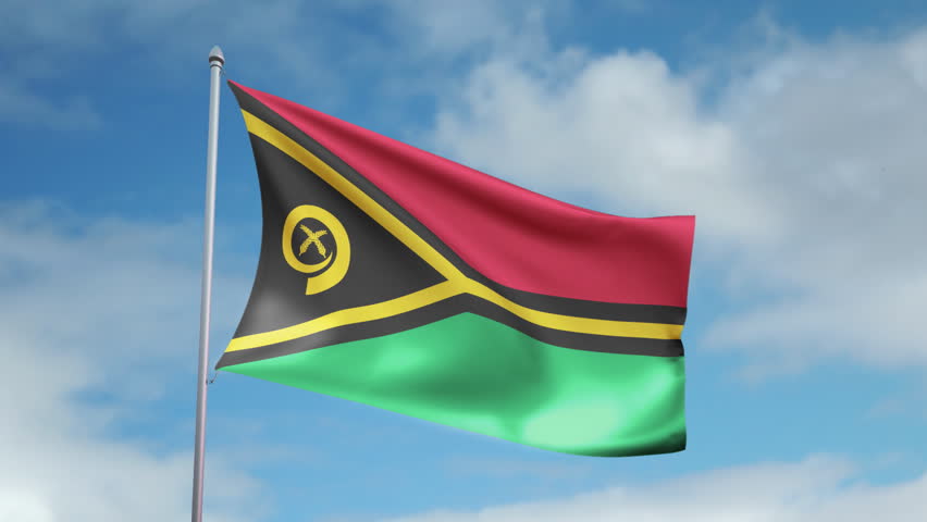 HD 1080p clip of a slow motion waving flag of Vanuatu. Seamless, 12 seconds long