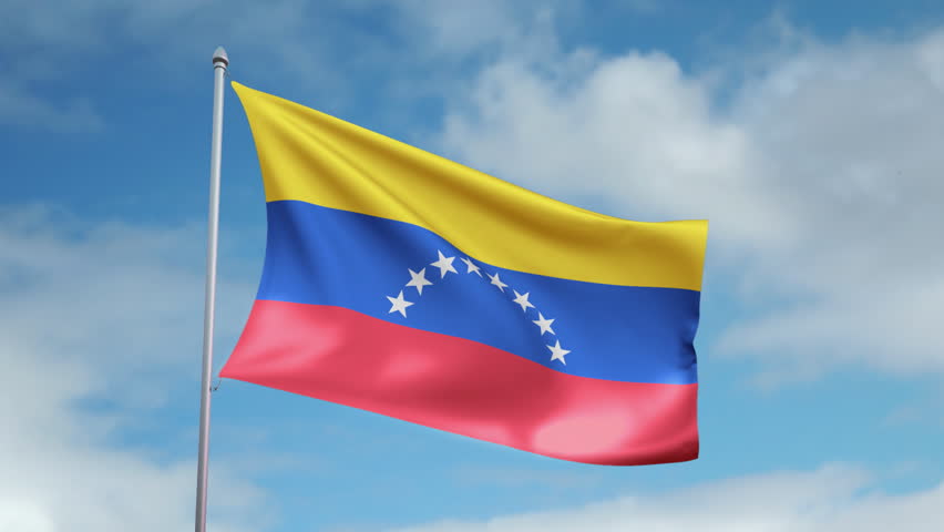 HD 1080p clip of a slow motion waving flag of Venezuela. Seamless, 12 seconds