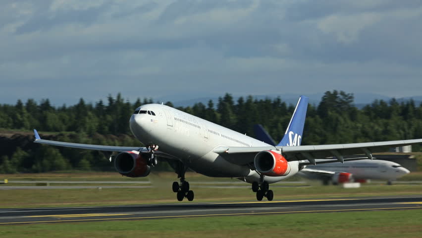 OSLO AIRPORT - JULY 20 2013: Scandinavian Airline System SAS Airbus A330 make a