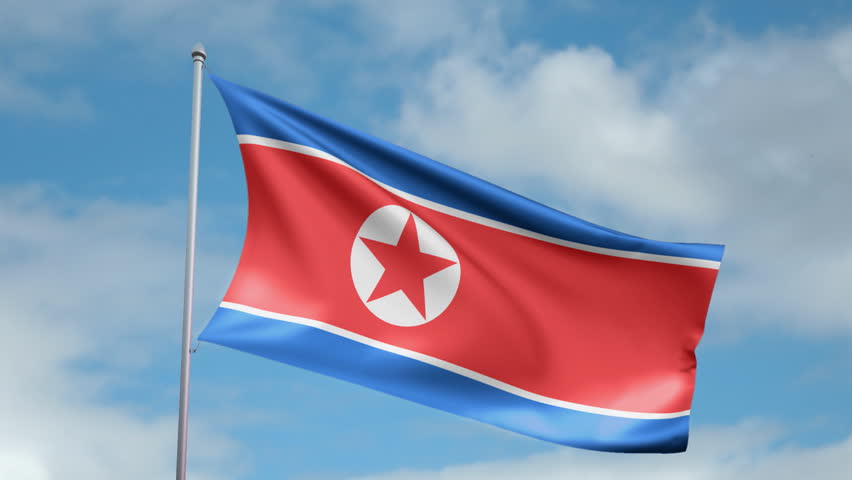 HD 1080p clip of a slow motion waving flag of North Korea. Seamless, 12 seconds