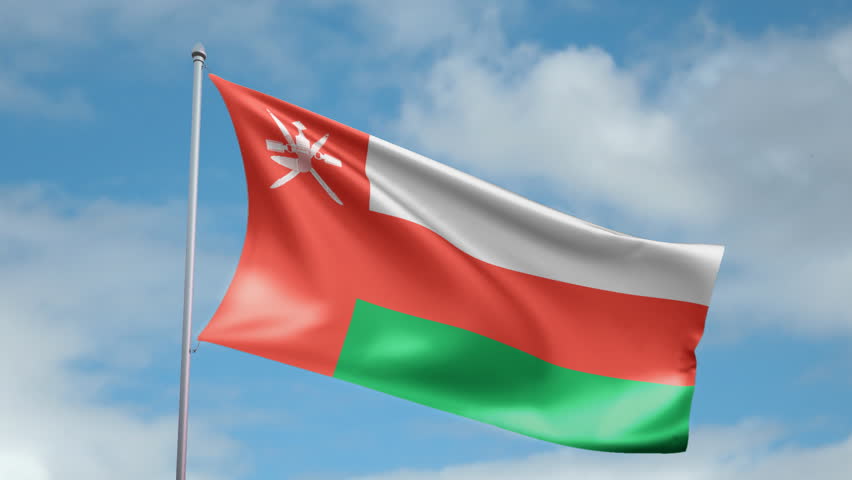HD 1080p clip of a slow motion waving flag of Oman. Seamless, 12 seconds long