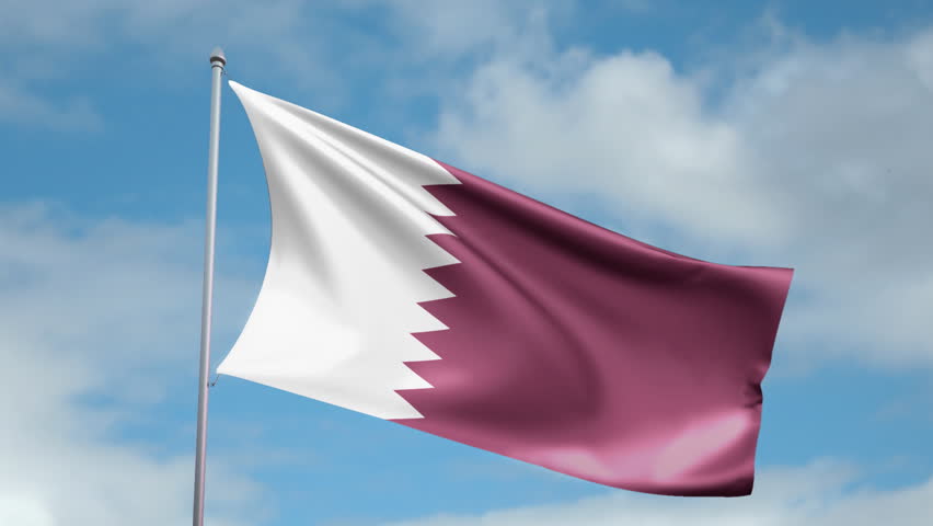 HD 1080p clip of a slow motion waving flag of Qatar. Seamless, 12 seconds long