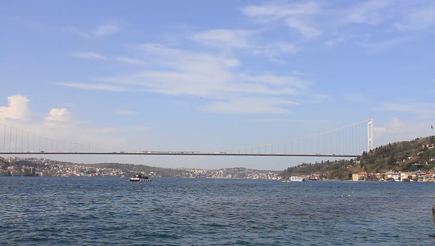 Bosphorus Bridge, Ortakoy and Beylerbeyi coasts in Istanbul, Turkey
