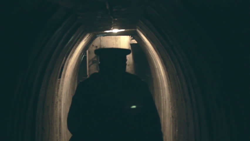 Army captain in the underground pillbox