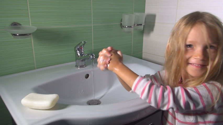 Child Little Girl Washing Hands Stock Footage Video 100 Royalty