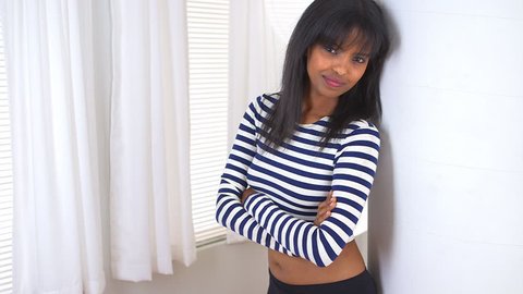 African American girl with striped shirt