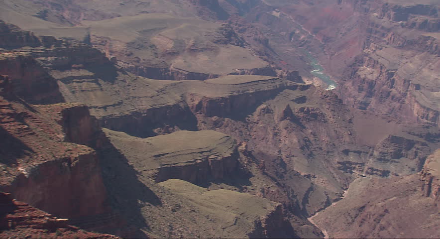 Aerial view of a whitewater river at the base of the Grand Canyon in Arizona