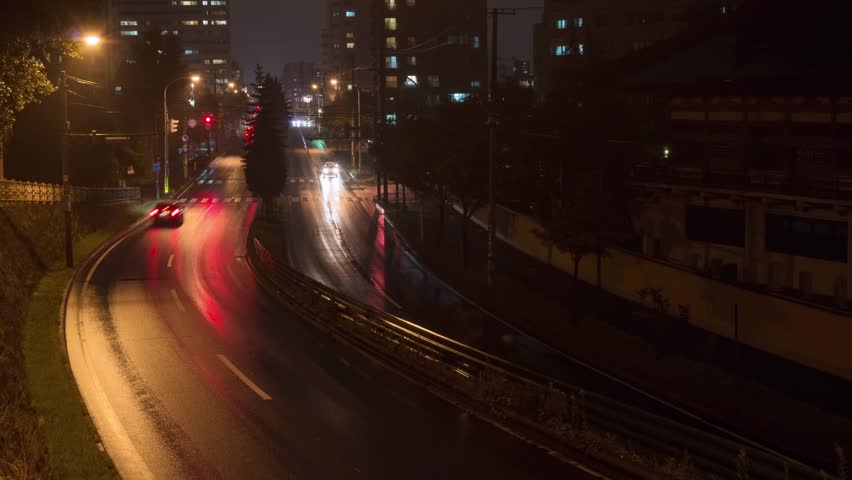 Time lapse of night traffic
