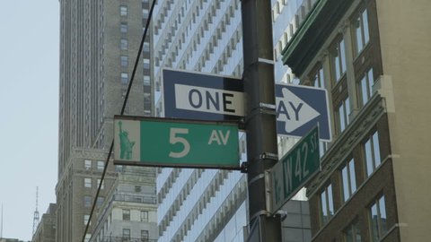New York City 5th Avenue signpost. Location: New York City, United States
