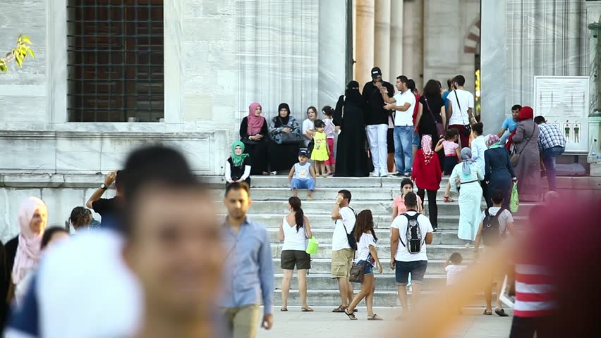 ISTANBUL - CIRCA 2013: Many muslim tourists visit Istanbul during Ramadan. 