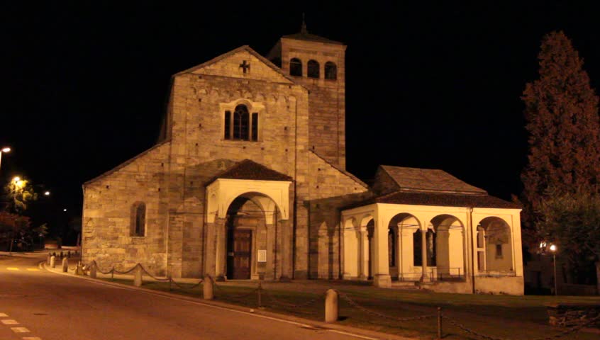 Church at night in Locarno, Switzerland