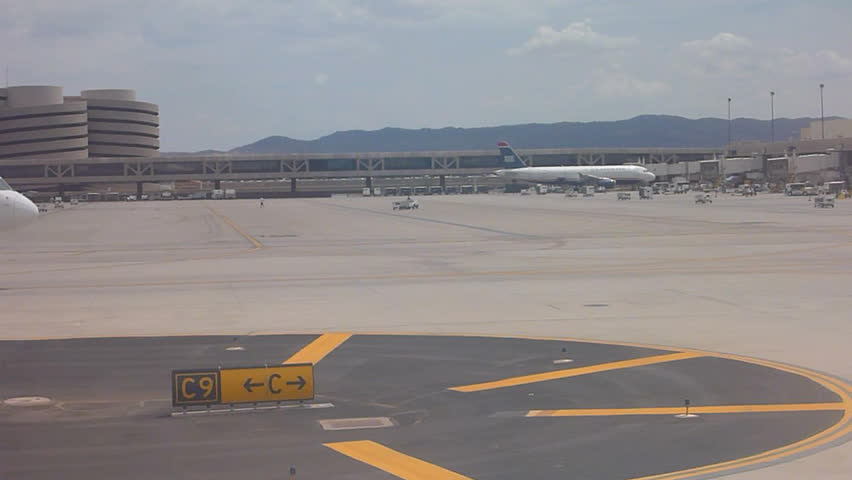 PHOENIX, ARIZONA AIRPORT - CIRCA 2013: US Airways airplane departing on runway